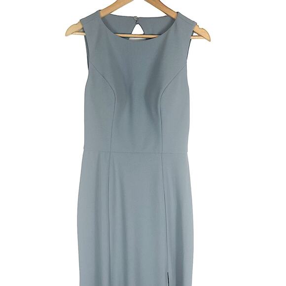 Jenny Yoo Gia Crepe Open Back Mayan Blue Fit & Flare Gown Size 10 NWT - Picture 5 of 10